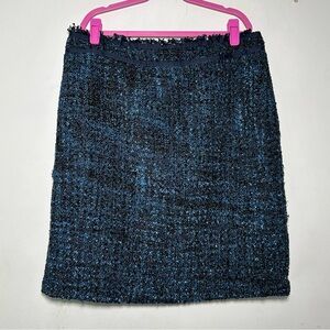 J. McLaughlin Blue Textured Pencil Skirt